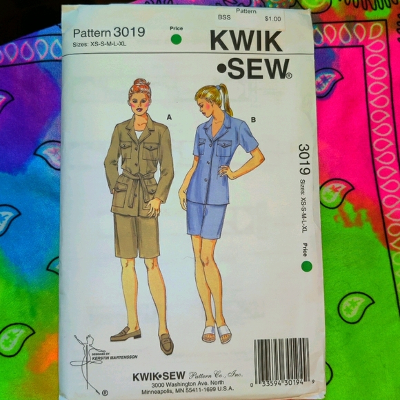 🗺️ New unopened Kwik Sew Modern Pattern #3019 Sealed Uncut Safari Jacket Shorts - Picture 2 of 8